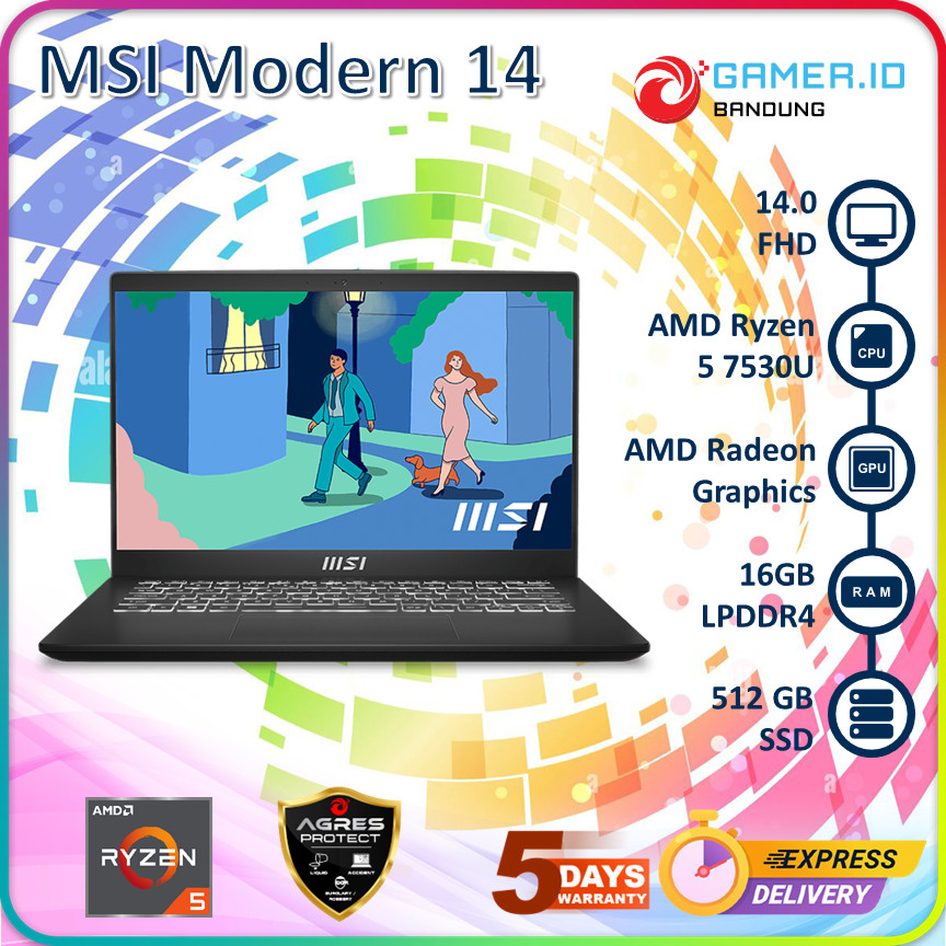 Jual Msi Modern C M Ryzen U Gb Gb Fhd Ips Black