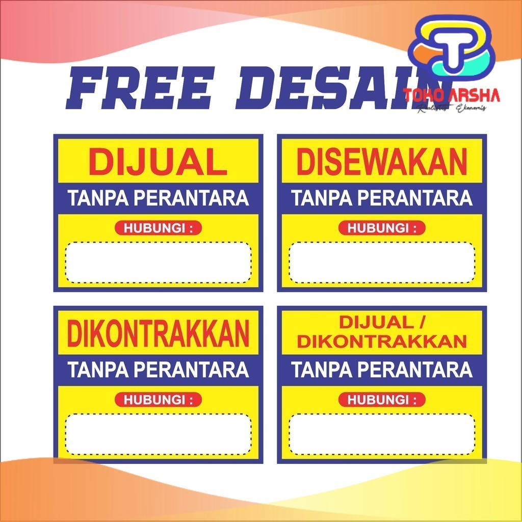 Jual Promo I Spanduk Rumah Dijual Disewakan Dikontrakan Toko Arsha