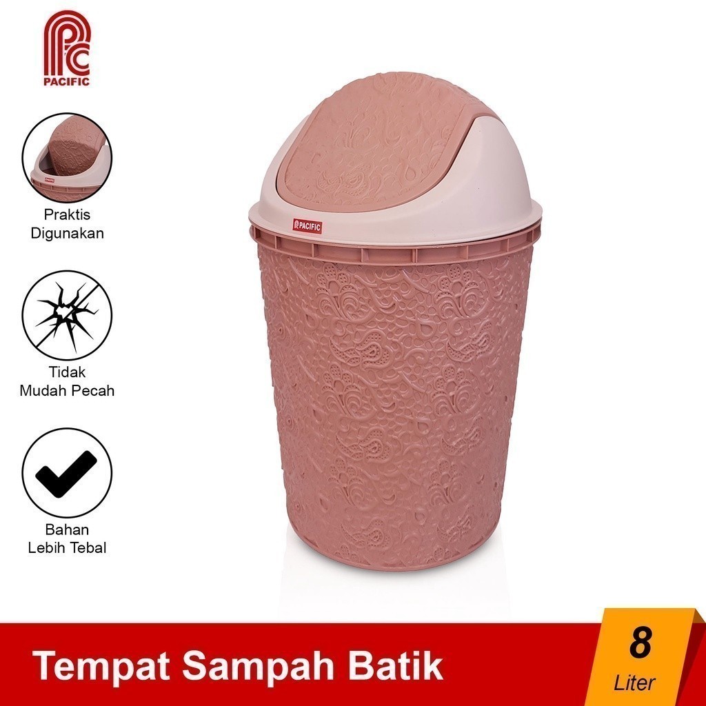 Jual PACIFIC Tempat Sampah Batik Plastik 8 Liter Tutup Ayun Dustbin