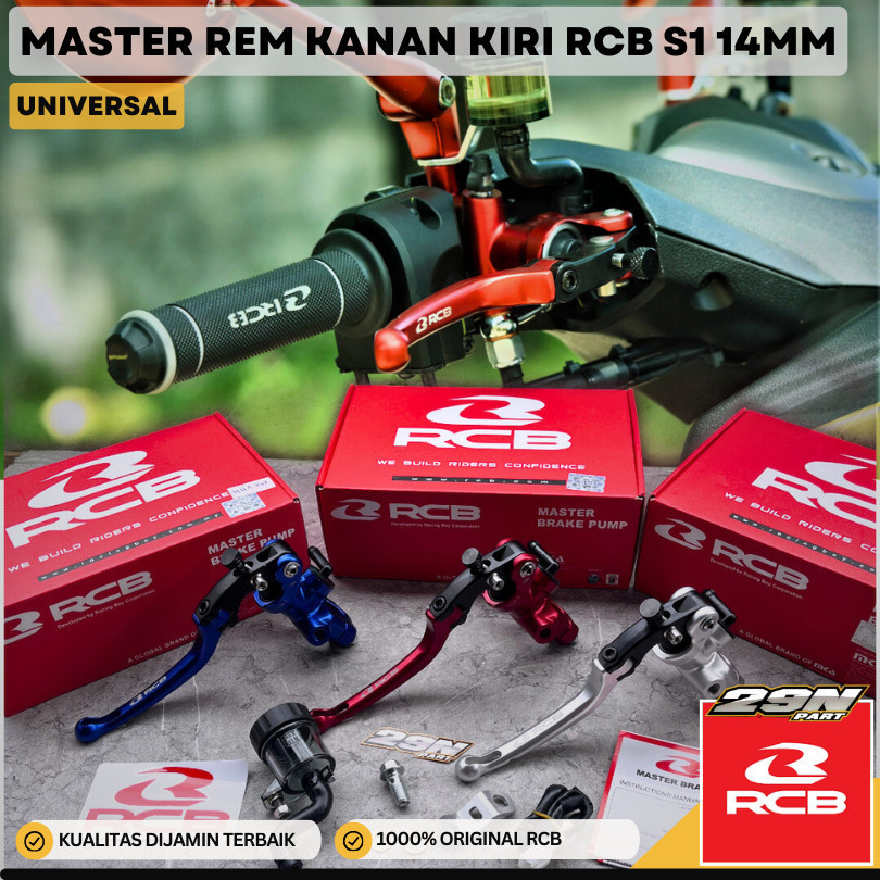 Jual Master Rem RCB S1 Tipe Radial Ukuran 14mm Hitam Silver Merah Biru