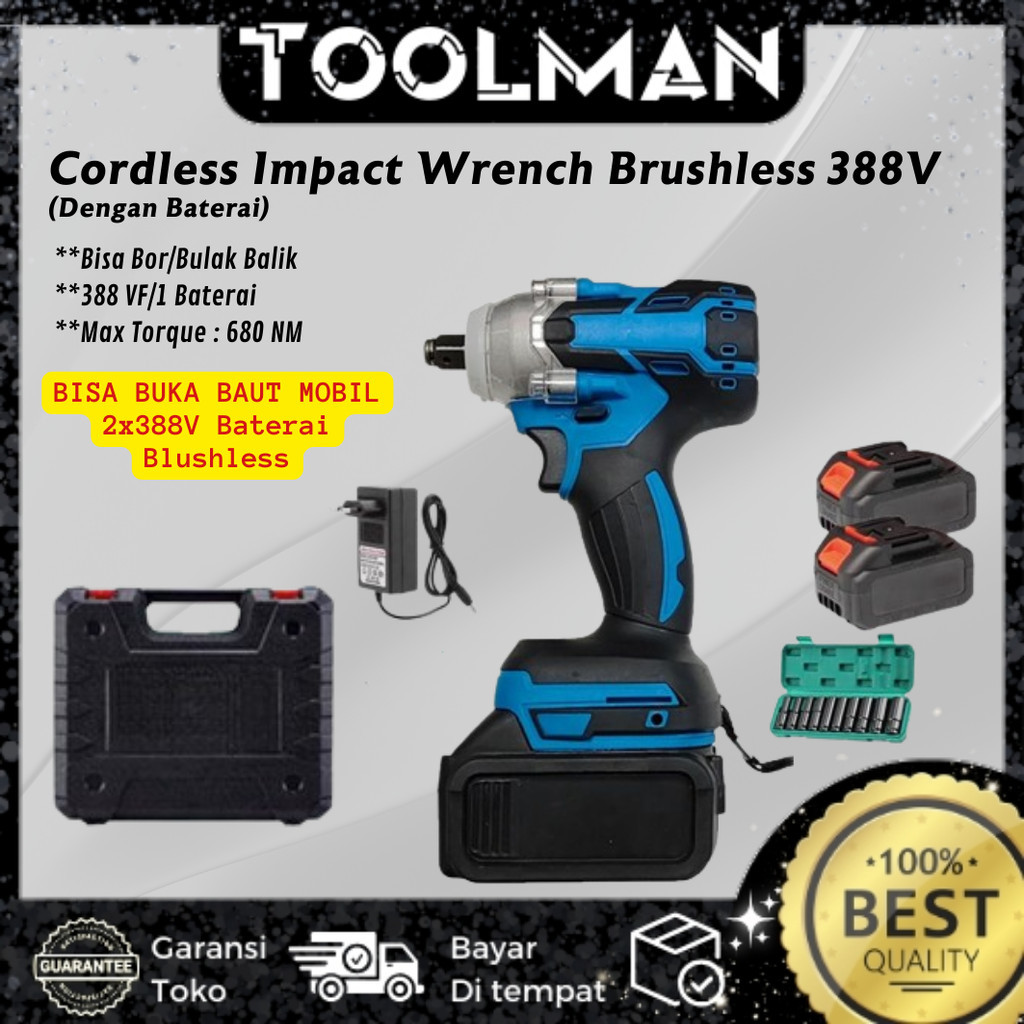 Jual Toolman Garansi Satu Tahun Cordless Impact Wrench Brushless V