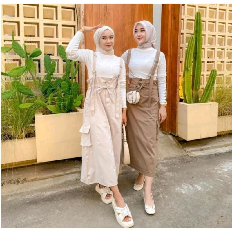 Jual Overall Cargo Katun Twill Najma Jumpsuit Wanita Rok Kargo Shopee