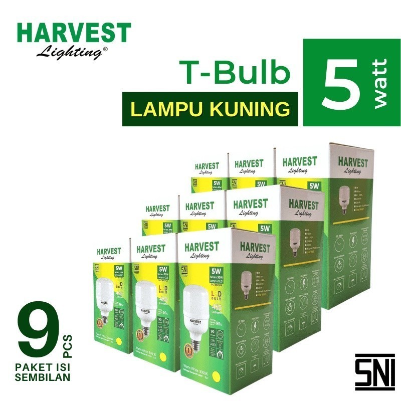 Jual Harvest Lighting 5 Watt PAKET ISI 9 T Bulb Lampu Kapsul LED 5w