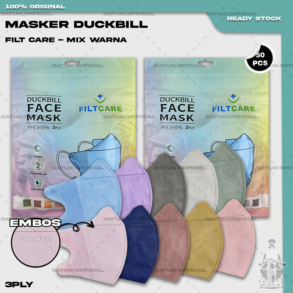 Jual Masker Duckbil Filtcare Ply Isi Pcs Warna Mix Soft Nude