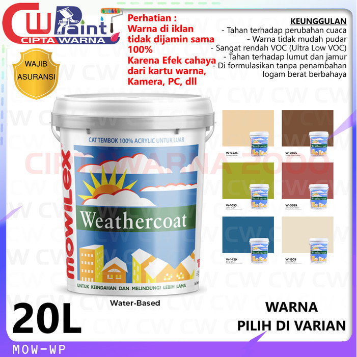 Jual Mowilex Weathercoat Tinting Cat Tembok Eksterior Putih Merah