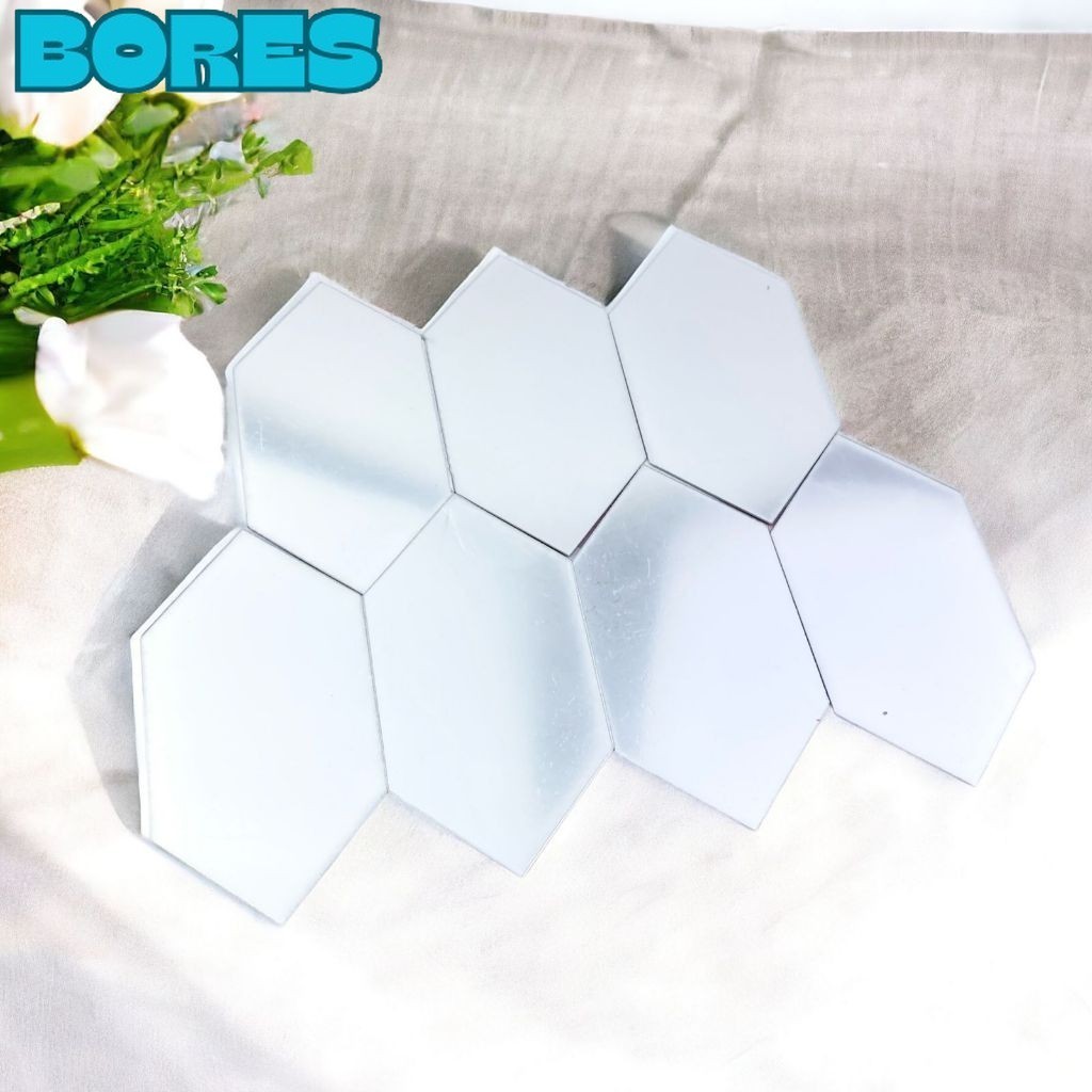 Jual BORES Stiker Cermin Dinding Hexagonal Mini Anti Pecah Sticker Kaca