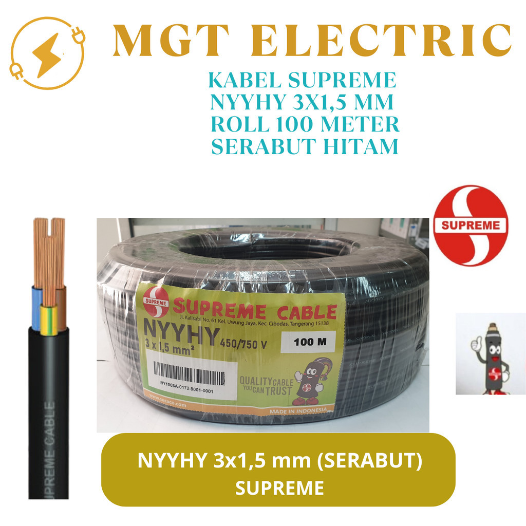 Jual KABEL SUPREME NYYHY 3X1 5 MM 1 ROLL 100 METER Shopee Indonesia