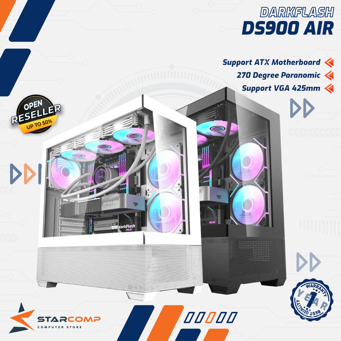 Jual DarkFlash DS900 AIR ATX Gaming Case Panoramic Design Casing PC