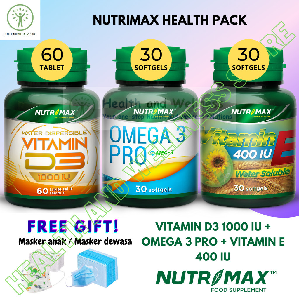 Jual PAKET NUTRIMAX VITAMIN D3 1000 IU 60 TABLET OMEGA 3 PRO 30