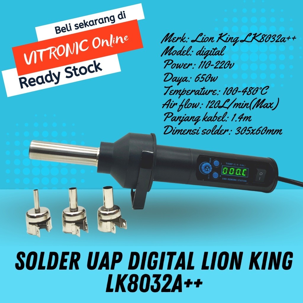 Jual Solder Uap Digital Lion King LK8032A Blower Uap Portable LK