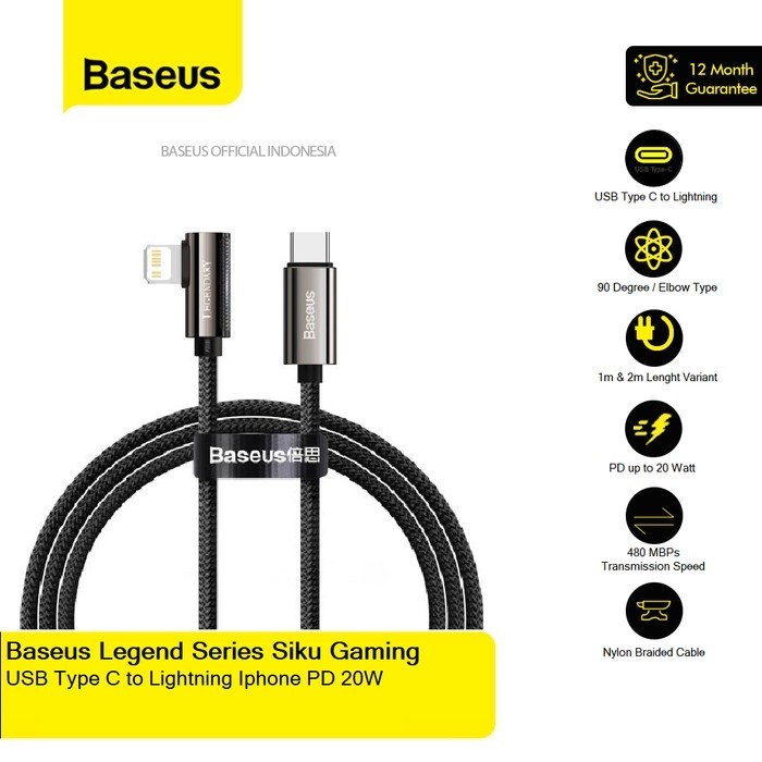 Jual Baseus Kabel Charger Siku Gaming Usb Type C To Lightning M M Pd