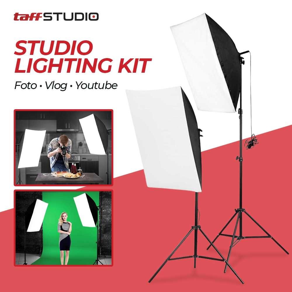 Jual PAKET 2 Softbox Tripod Bohlam Tas Portrait Foto Studio