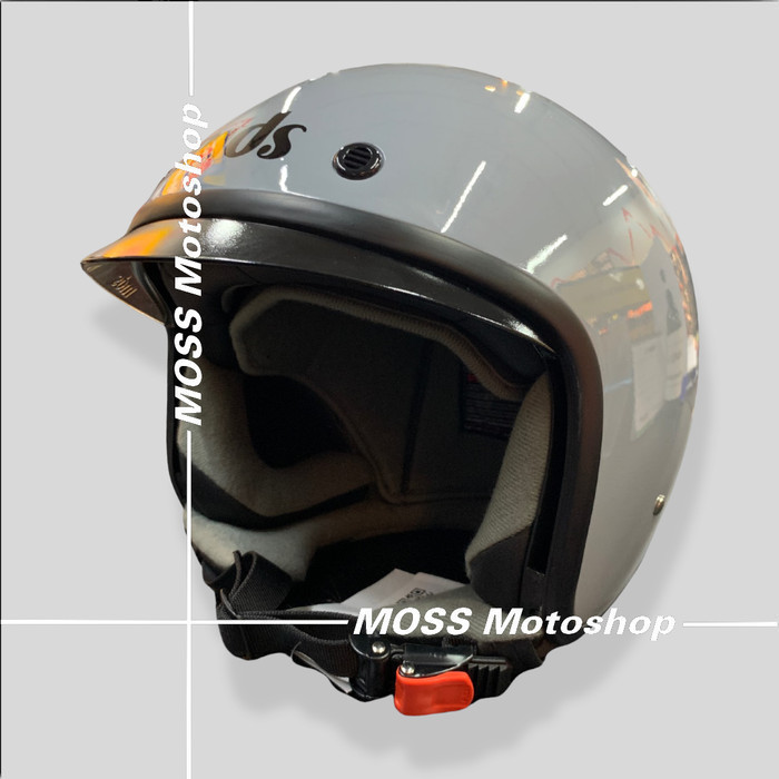 Jual Helm Mds Magnum Solid Grey Gloss Retro Klasik Original Product