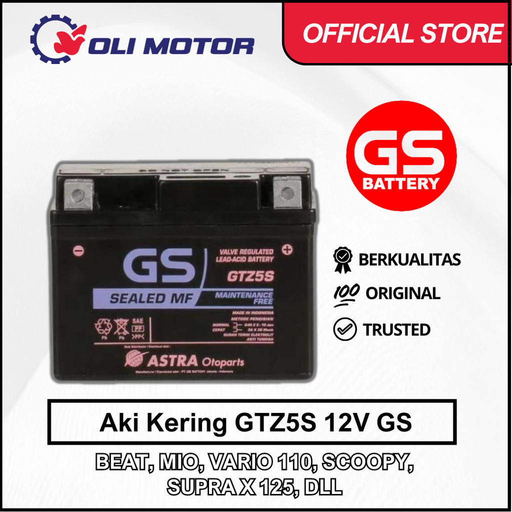 Jual Aki Motor Kering GTZ 5S 12V Beat Scoopy Mio J Vixion Kharisma GS