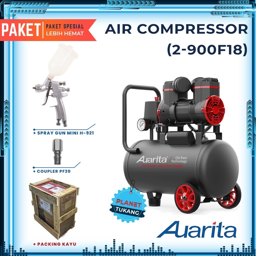 Jual Mesin Kompressor Angin Auarita 1HP Silent Oilless Compressor