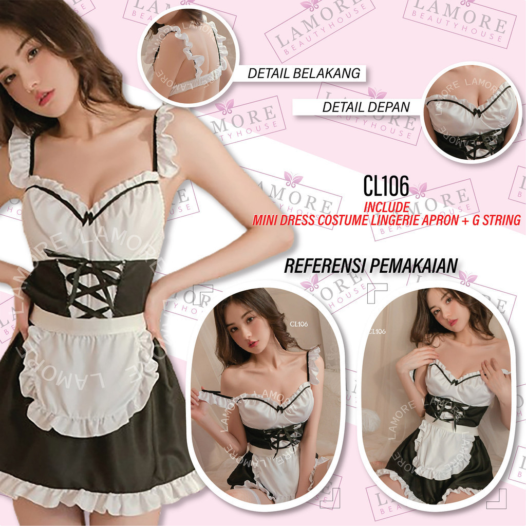 Jual Lingerie Costume Maid Costume Pelayan Full Set Cute Dress Pure