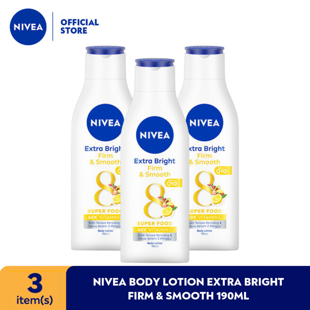 Jual NIVEA Body Lotion Extra Bright Firm Smooth Q10 190ml X 3 Pcs