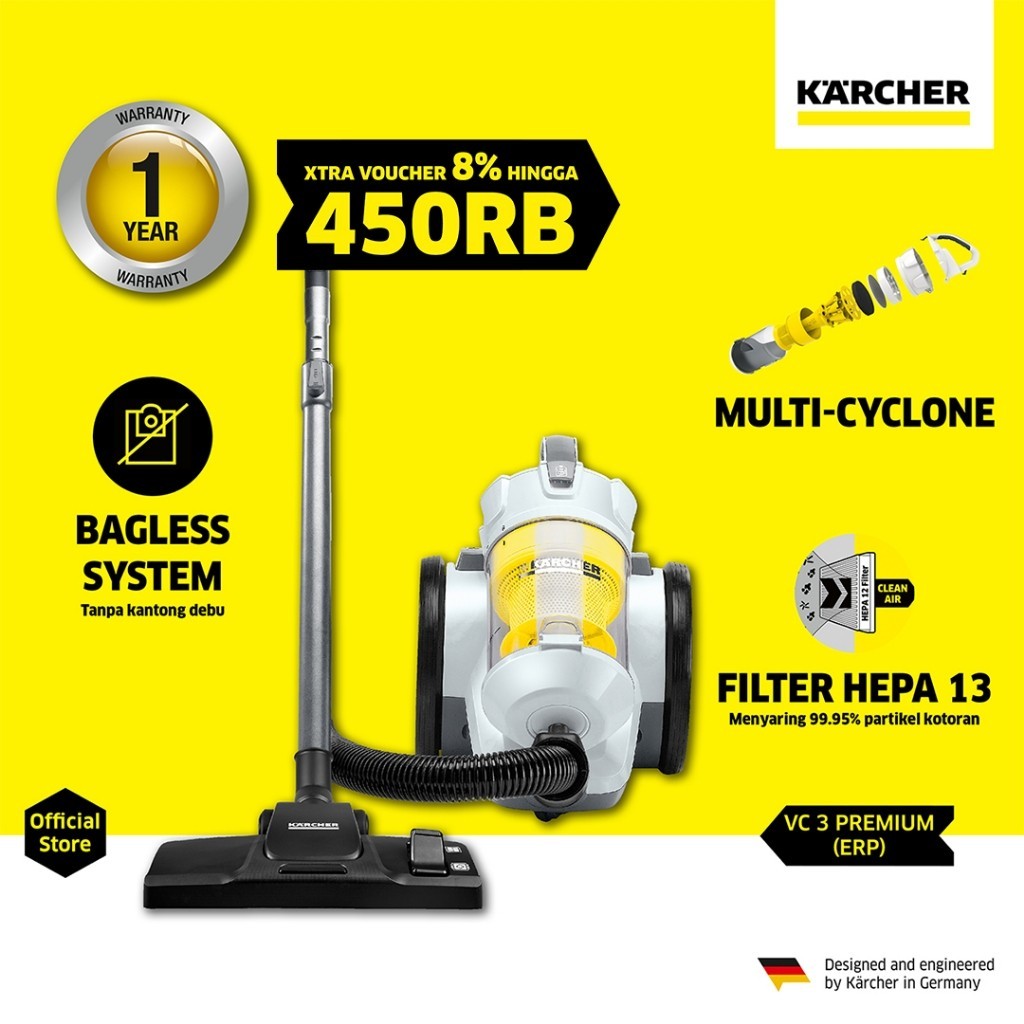 Jual Karcher VC 3 Premium ERP KAP 700 Watt Vacuum Cleaner Dry White