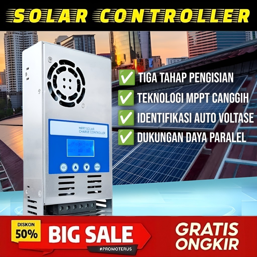 Jual Solar Charge Controller SCC MPPT Otomatis Deteksi Voltase Battery