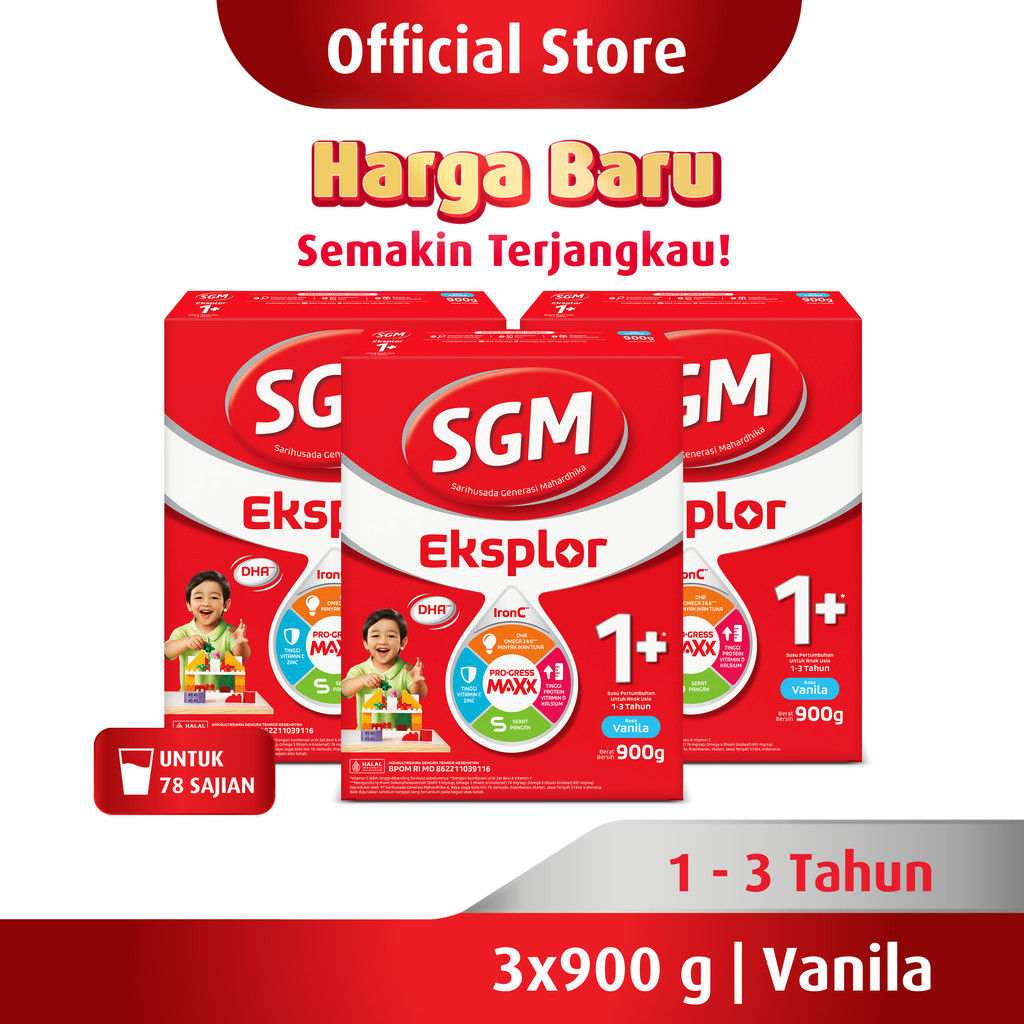 Jual SGM Eksplor 1 Dengan IronC Susu Pertumbuhan Rasa Vanilla 900GR X