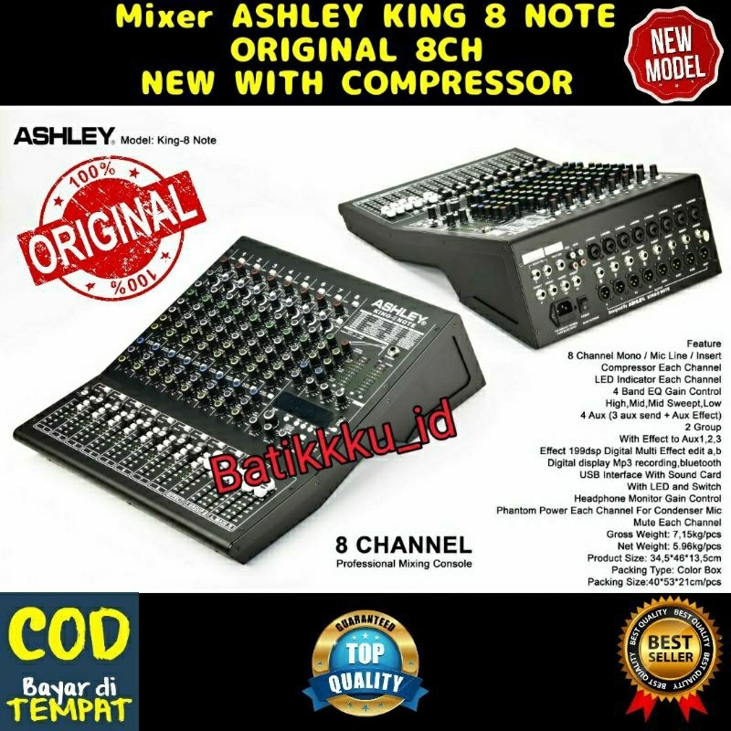 Jual MIXER ASHLEY KING 8 NOTE KING 8NOTE KING8 NOTE 8CH ORIGINAL ASHLEY