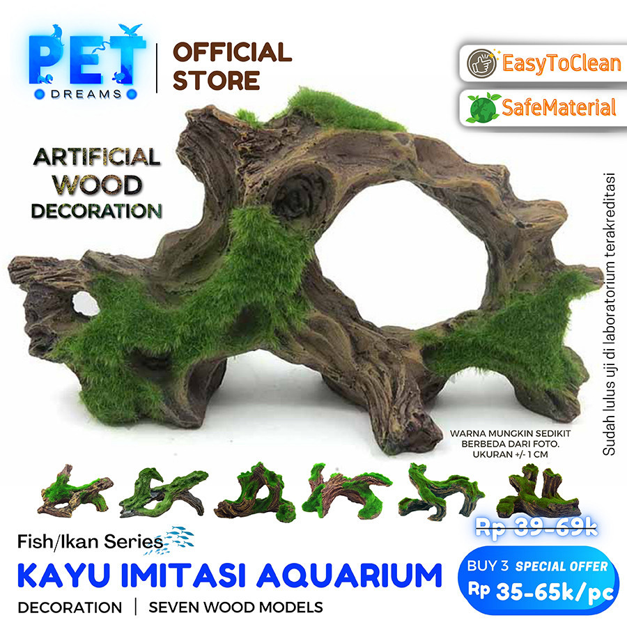 Jual Kayu Moss Aquascape Imitasi Hiasan Dekorasi Mini Kecil Besar