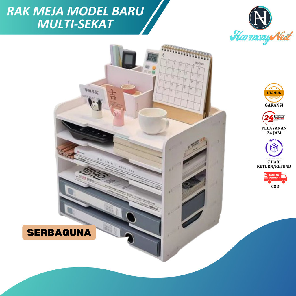 Jual Harmonynest Rak Meja Desk Organizer Multi Sekat Penyimpanan File