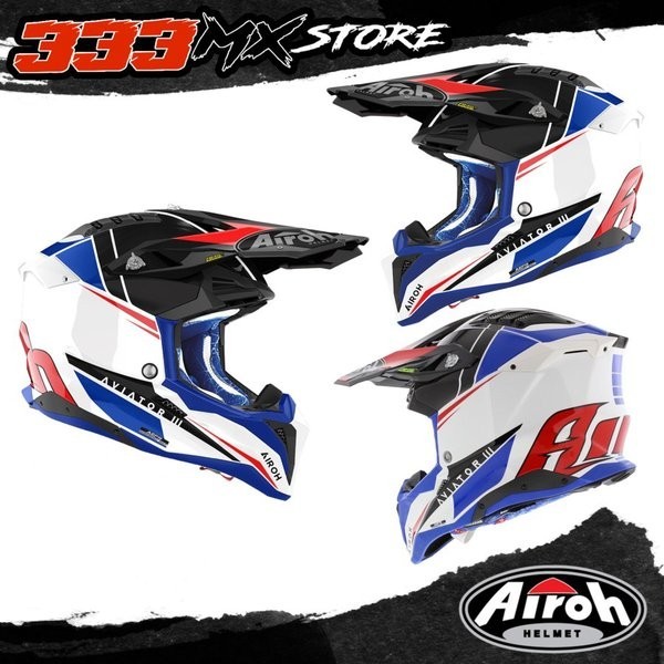 Jual Spesial Promo Helm Airoh Aviator Push Blue Red Gloss Helm