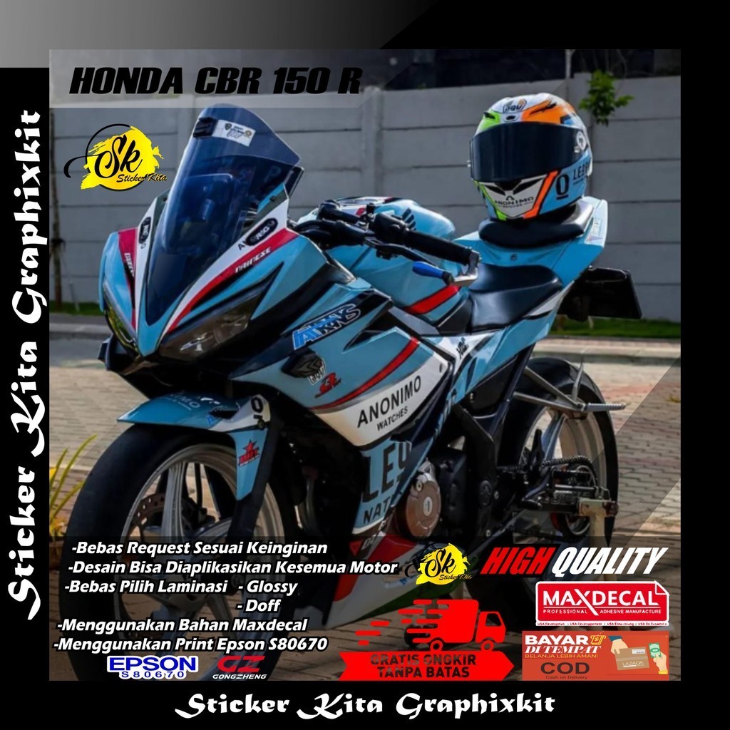 Jual 0332 DECAL STICKER FULLBODY MOTOR HONDA CBR 150 R FACELIFT BEBAS