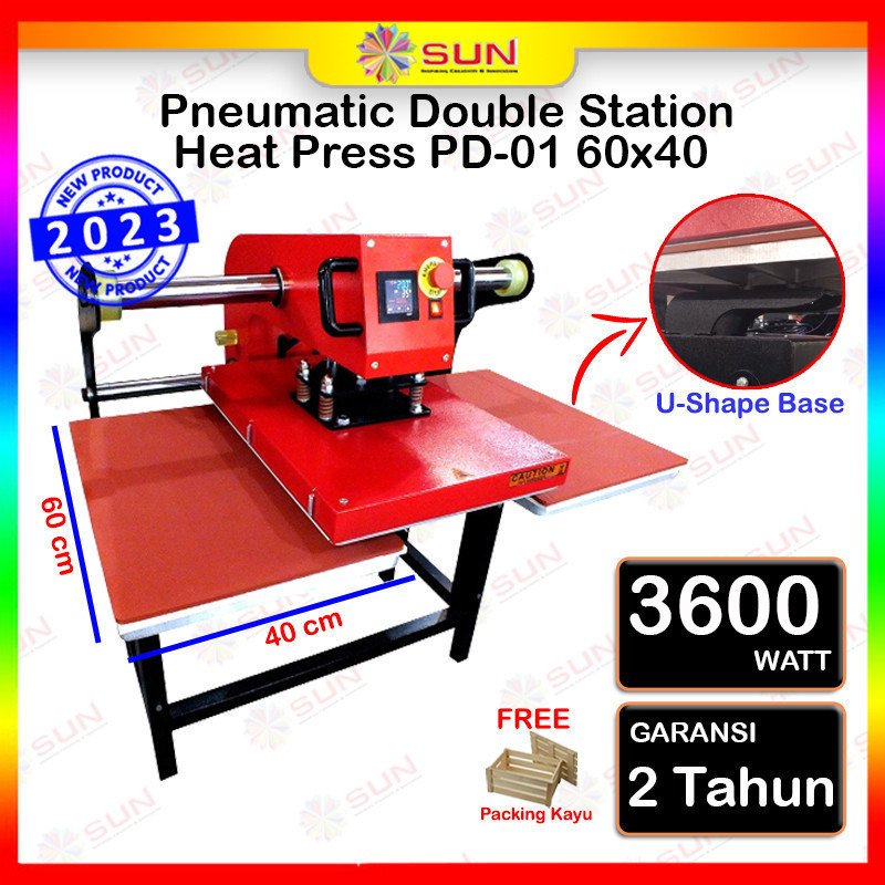 Jual Mesin Press Sablon Kaos Pneumatic Double Station Heat Press 60x40