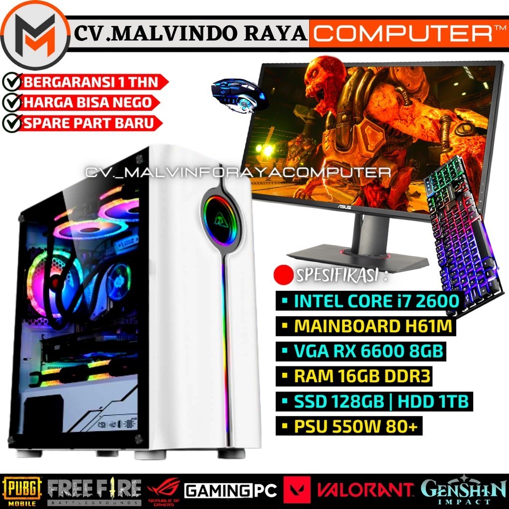 Jual PROMO TOKO PC GAMING FULLSET CORE I7 VGA RX 6600 8GB RAM 16GB HDD