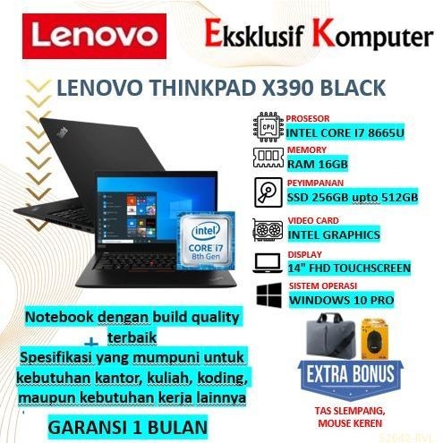 Jual LAPTOP KERJA MURAH LENOVO THINKPAD X390 INTEL CORE I5 RAM 16GB SSD