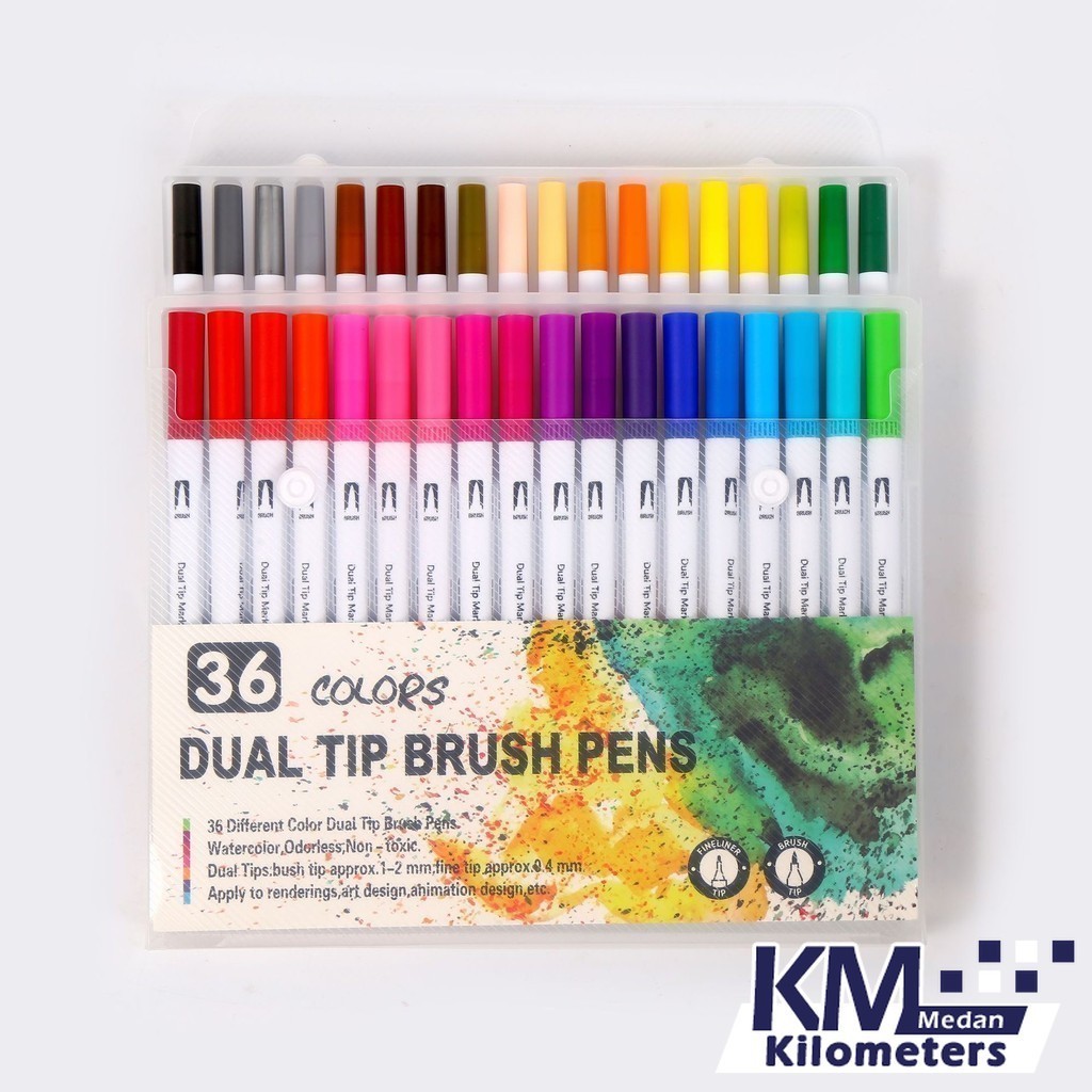 Jual Hightune Spidol Warna Set 12 36 60 100 Spidol Brush Pen 2 Tips