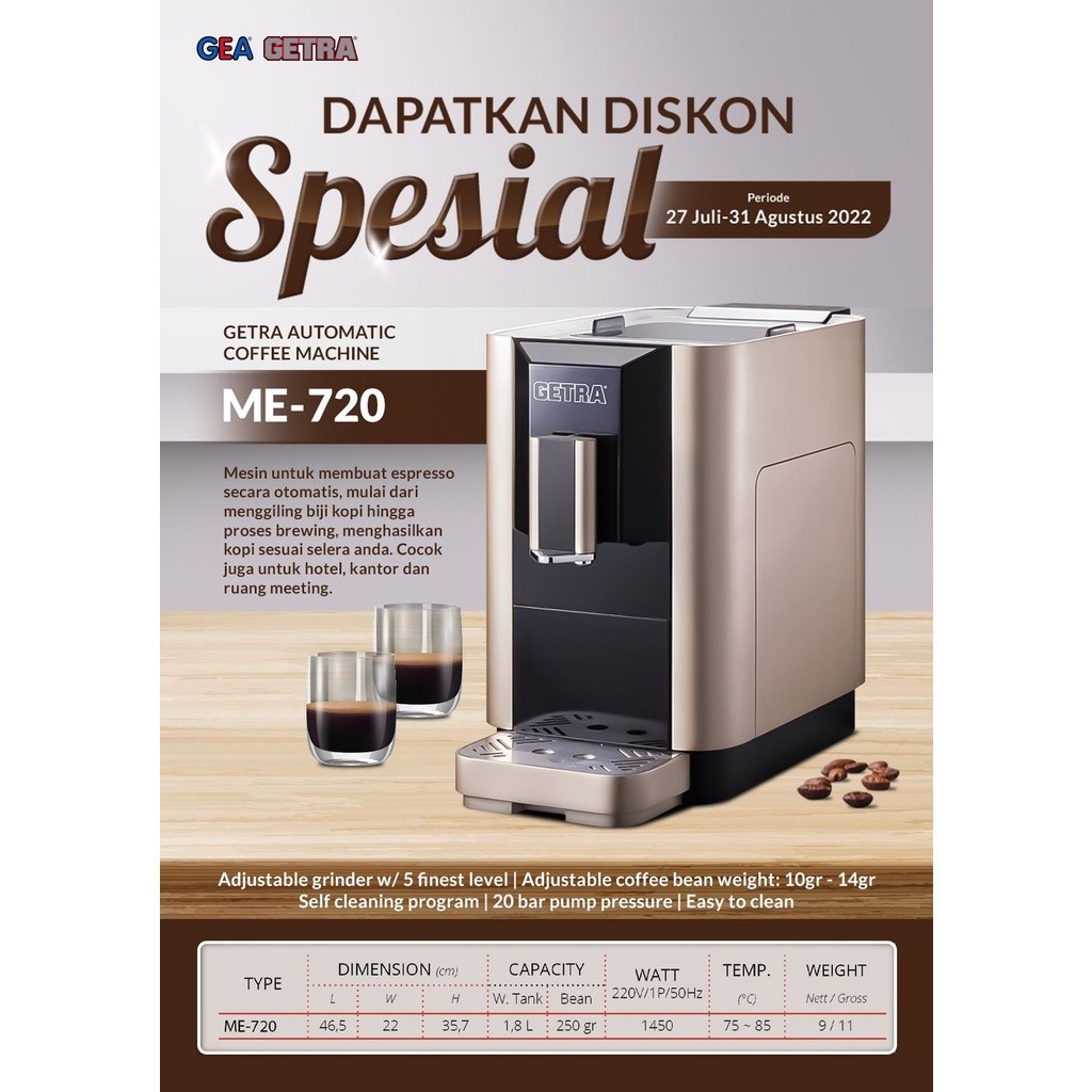 Jual Promo Getra Coffee Machine Me Automatic Mesin Kopi Otomatis