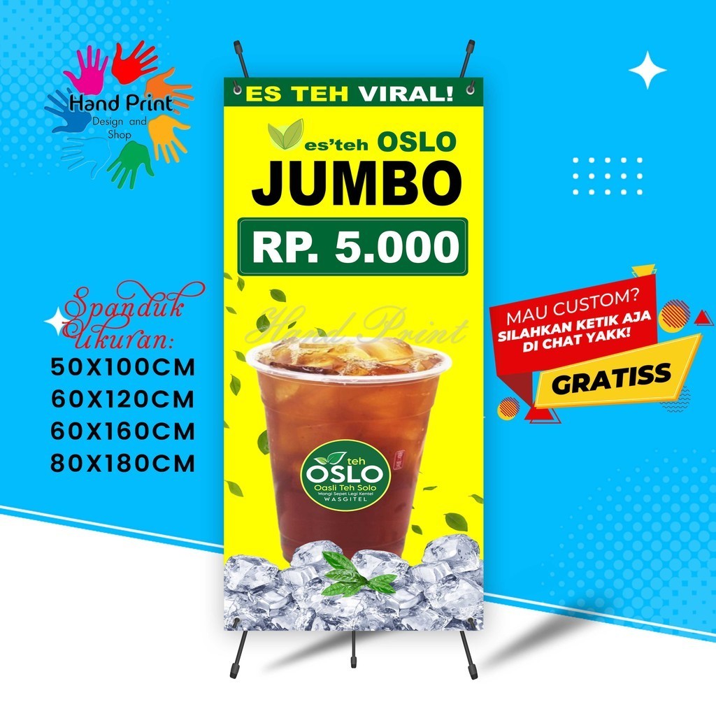 Jual Cetak Spanduk Banner Jualan Es Teh Oslo Jumbo MMT Spanduk Custom