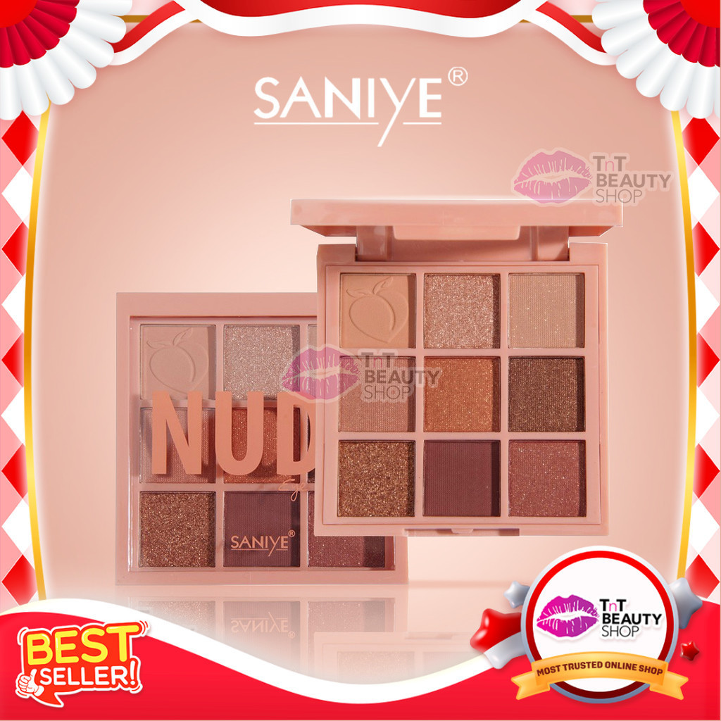 Jual SANIYE 9 Warna Eyeshadow Palette Waterproof Nude Glitter Eye