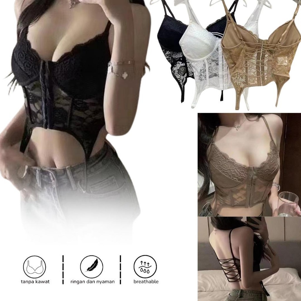Jual Bustier Top Sexy Lingerie Bustier Set Sexy Corset Bra Wanita Mewah