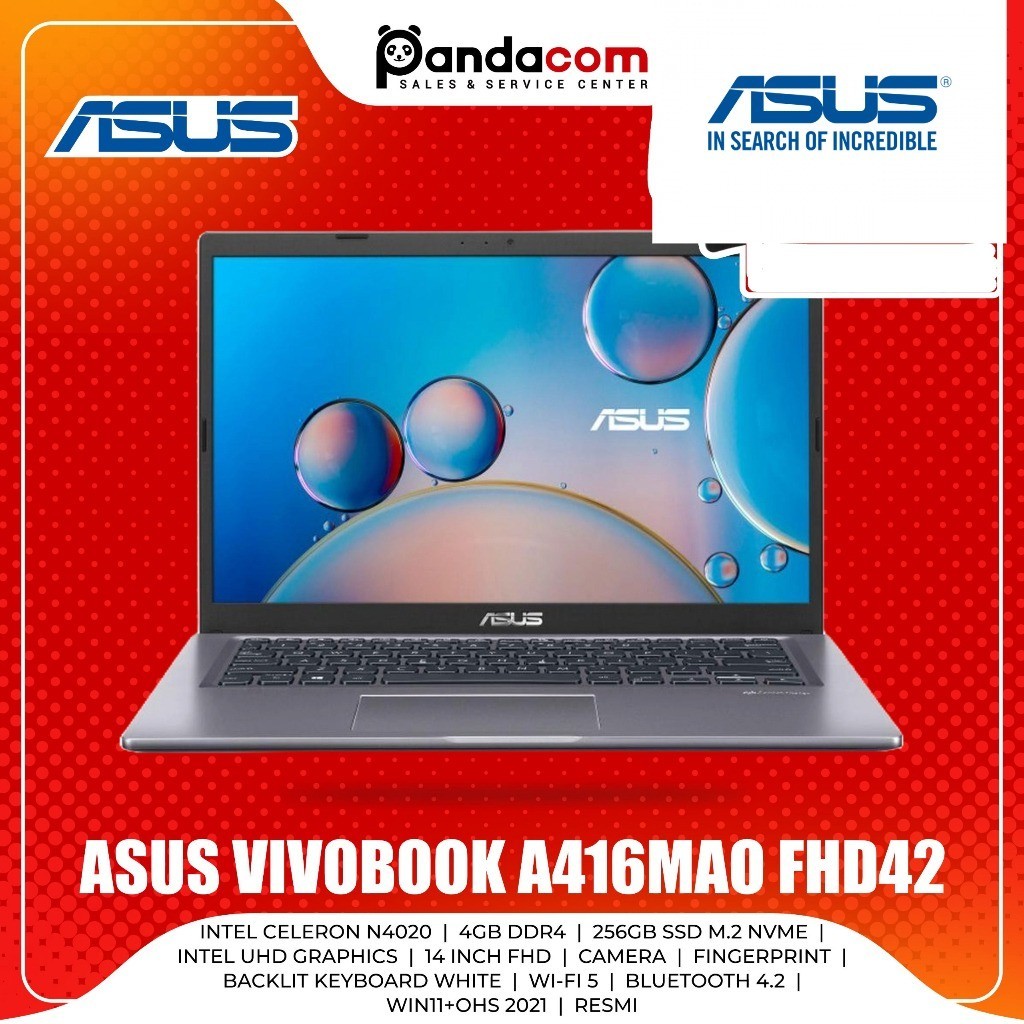 Jual LAPTOP ASUS VIVOBOOK A416MAO FHD425 INTEL CELERON N4020 4GB DDR4