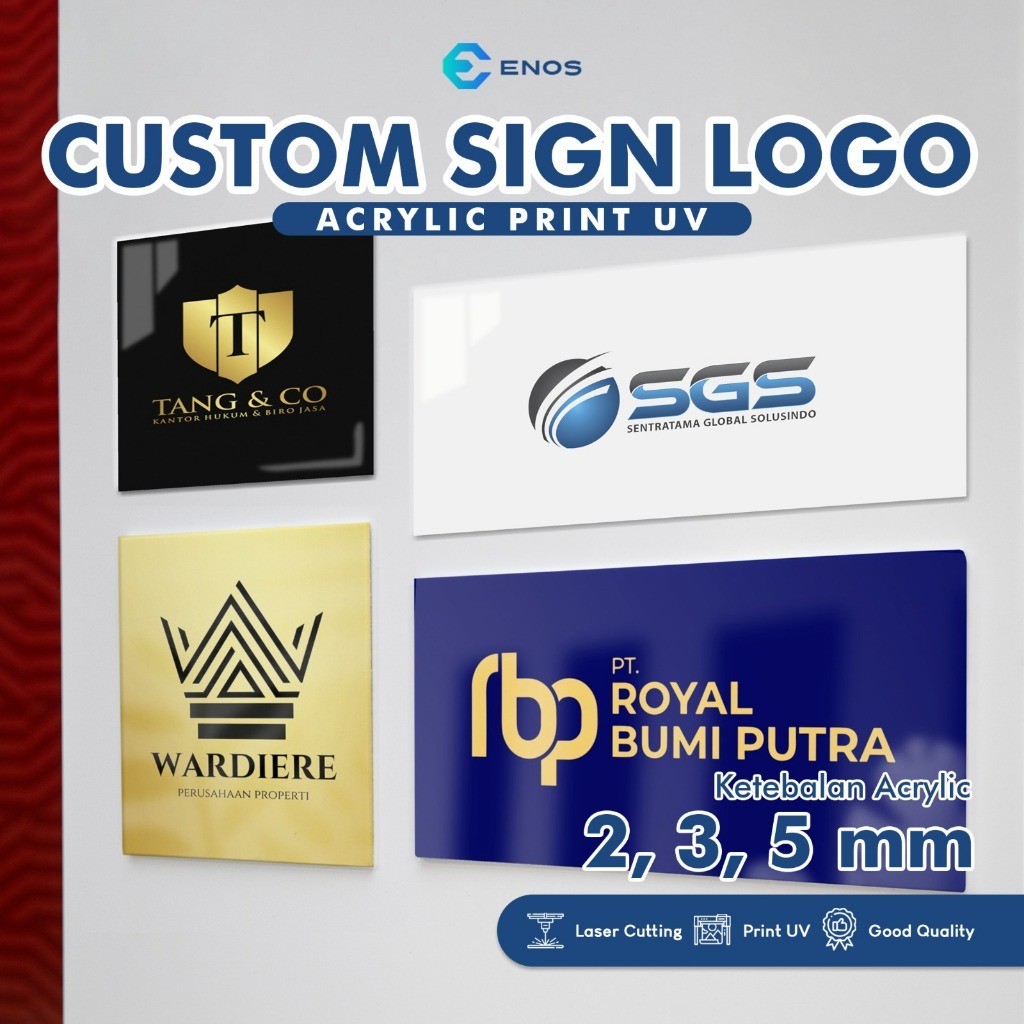 Jual Signage Custom Logo Perusahaan Papan Nama Akrilik Plang Usaha