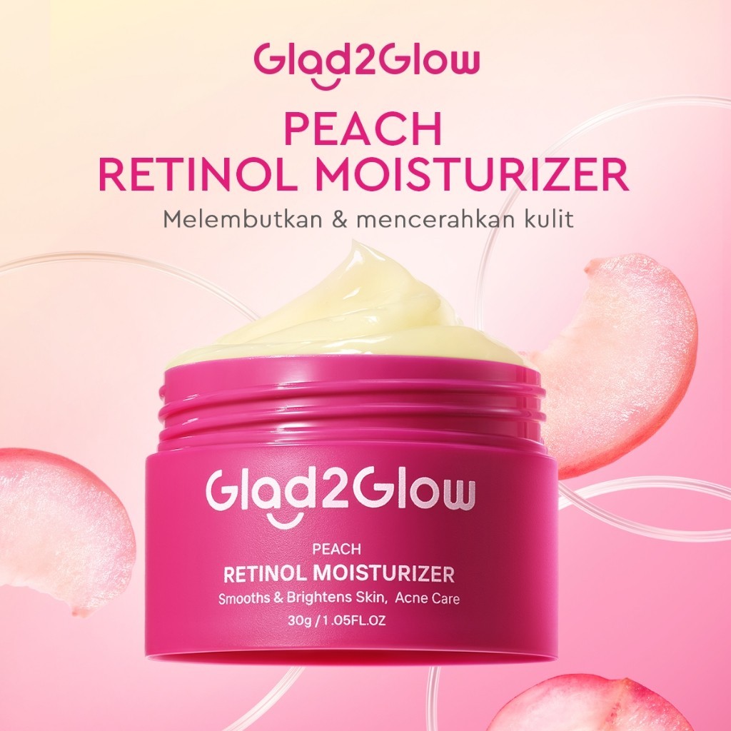 Jual Ready Stock Glad2Glow Peach Retinol Moisturizer 30g Pelembab