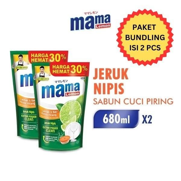 Jual Sabun Mama Lemon Jeruk Nipis Cairan Pencuci Piring 680 Ml X 2