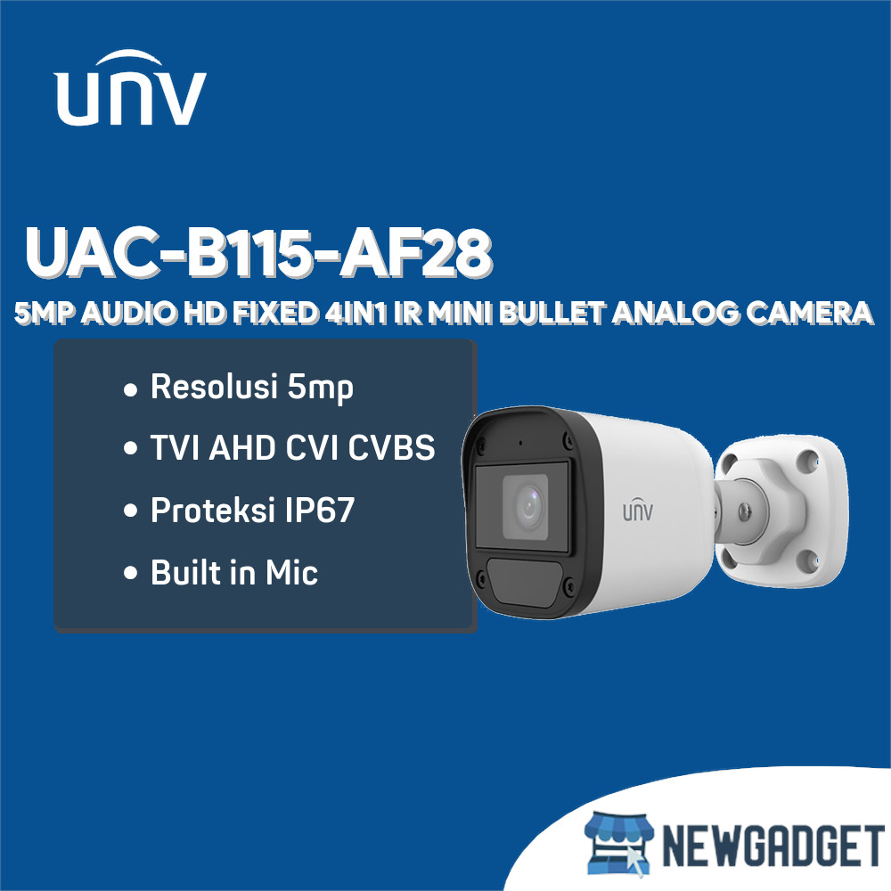 Jual UNV UAC B115 AF28 5MP AUDIO HD FIXED 4IN1 IR MINI BULLET ANALOG