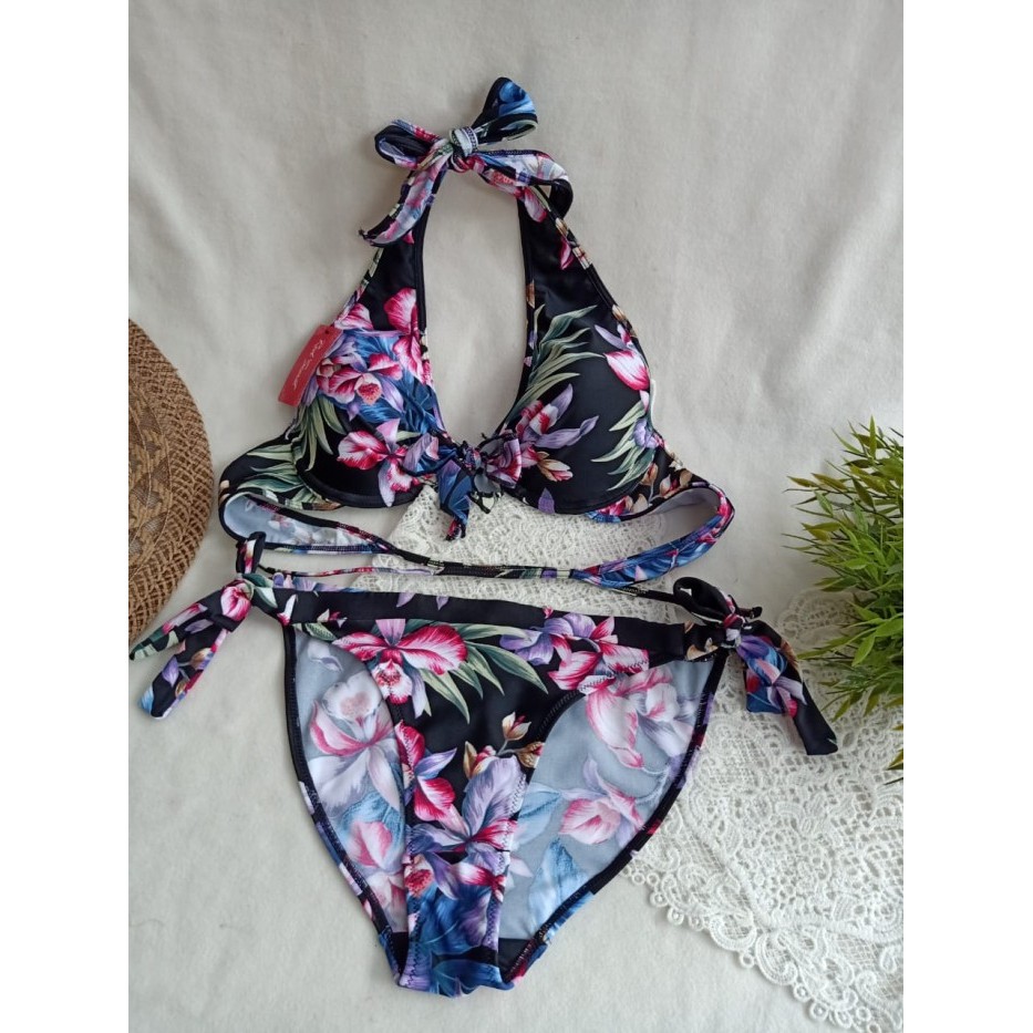 Jual Promo BK 3312 RXT3 BUNGA PINK PUTIH BIKINI PANTAI FULL BUSA DAN