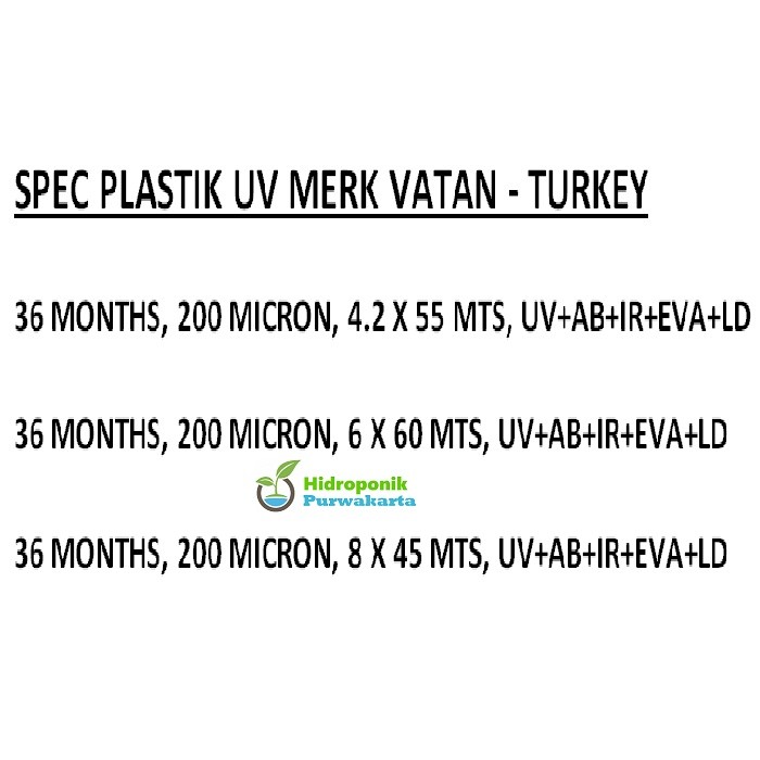 Jual YA56MZ Plastik UV Vatan ECERAN Per Meter Panjang Dengan Lebar 6