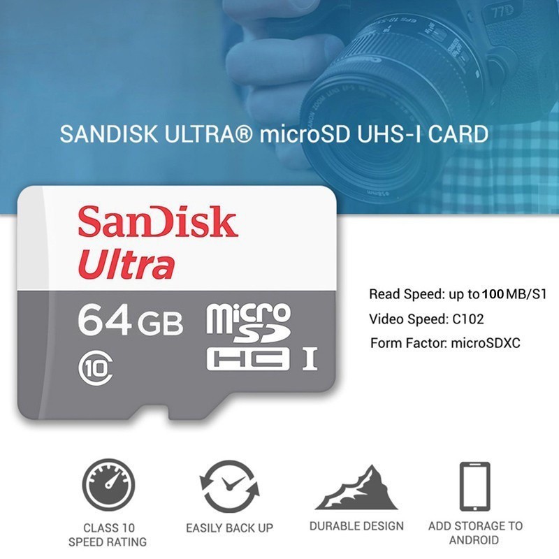 Jual Sandisk Ultra 256GB 128GB 64GB 32GB 16GB SD Card 100MB S UHS I