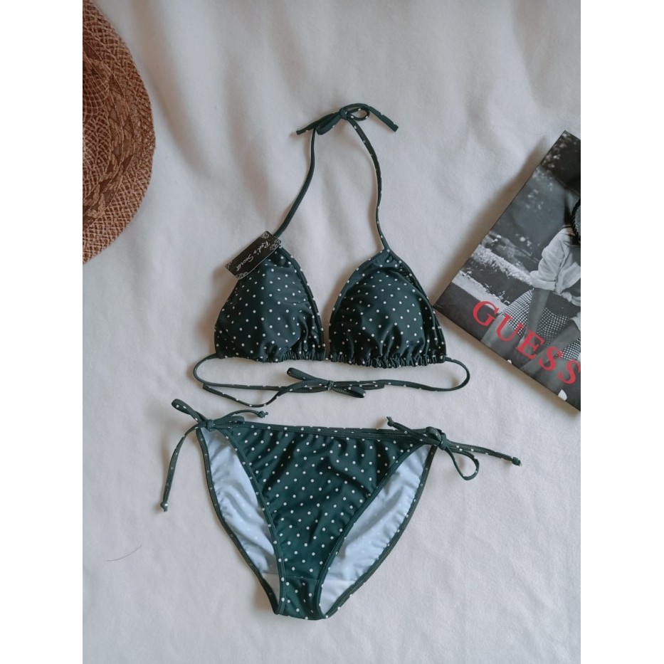 Jual BK 3301 R HIJAU DOT BIKINI PANTAi SEGITIGA IKAT DENGAN BUSA