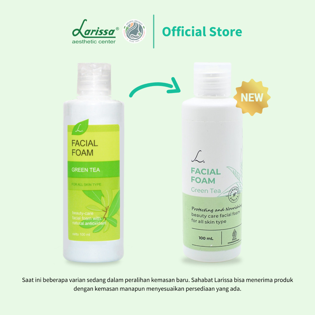 Jual Larissa Facial Foam Green Tea Basic Sabun Wajah Untuk Kulit Normal