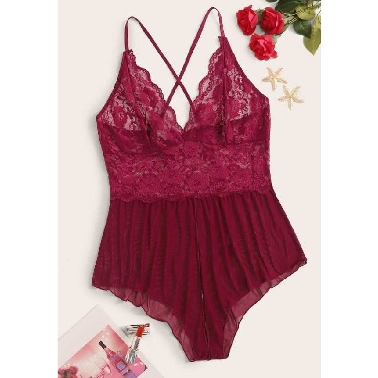 Jual N Jumpsuit Open V Super Big Size Sexy Lingerie Open Crotch