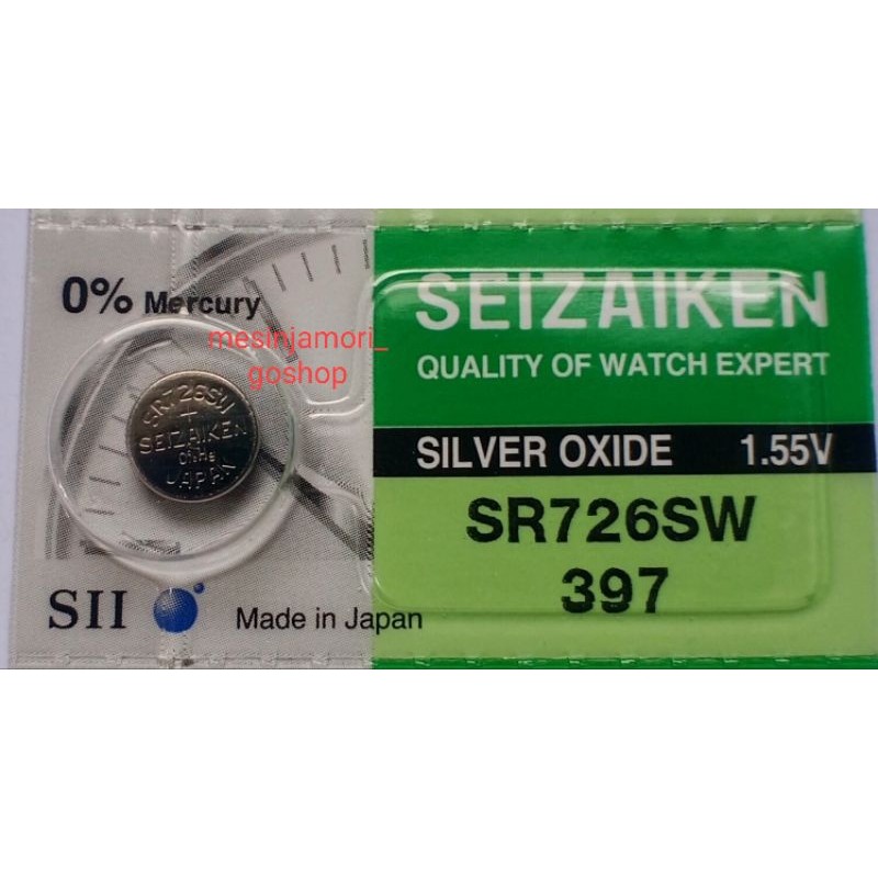 Jual Baterai SR726 SW 397 Seiko Seizaiken SR726 SW 397 Original Japan