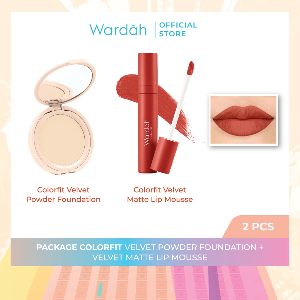 Jual Paket Wardah Colorfit Velvet Powder Foundation Velvet Matte Lip